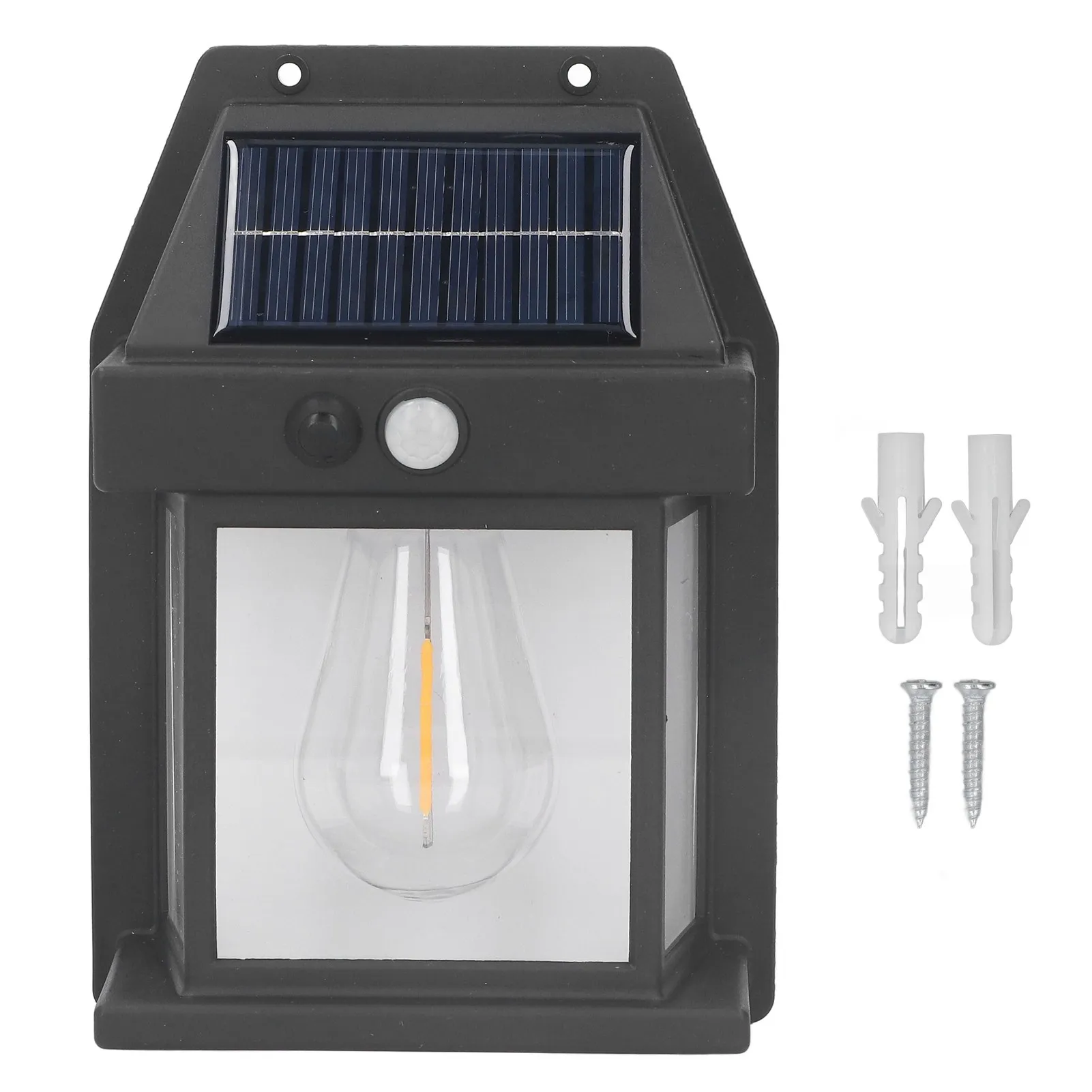 Solar Tungsten Wall Light Outdoor Sensor Interaction Lamp Exterior Lighting Fixtures Wall Mount IP65 Waterproof Black 6