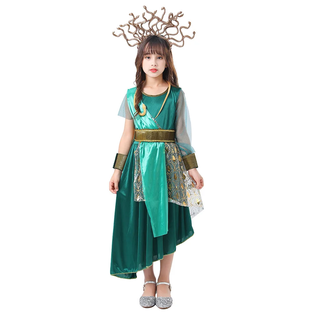 

Medusa Cosplay Medusa Dress Greece Mythology Costume Carnival Halloween Cosplay Snake Cosplay Girl Kids Fancy Party Dress Suits