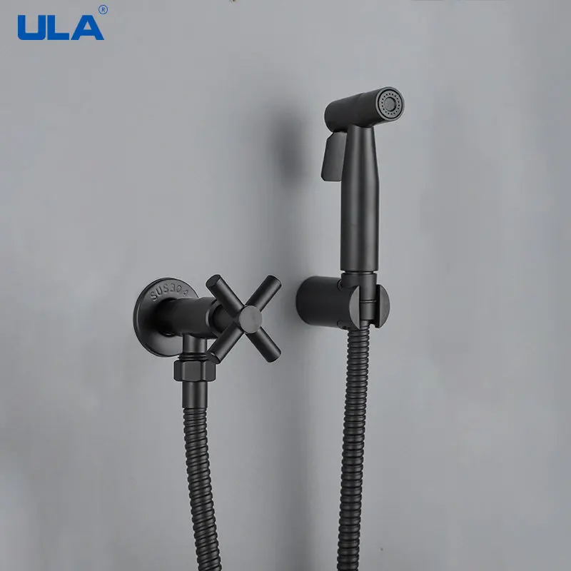 ULA Black Bidet Faucet Portable Bidet Sprayer Set Brass Toilet Faucet