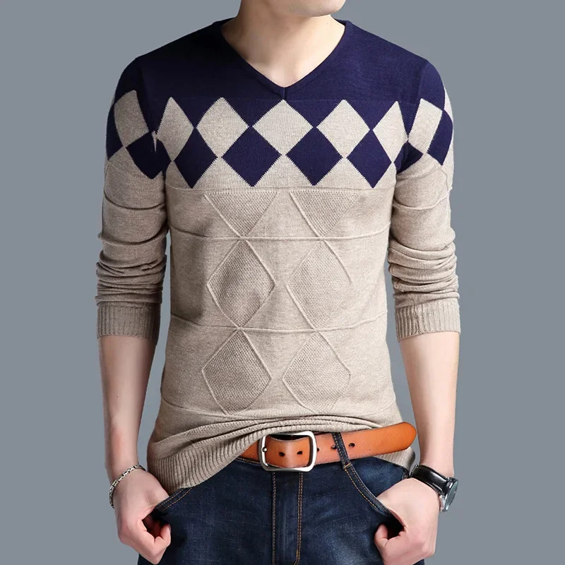 

Mens Clothing Casual Sweater Men Cashmere Wool Men's Sweater Autumn Slim Fit Pullovers Men Argyle Pull Men's Sweaters