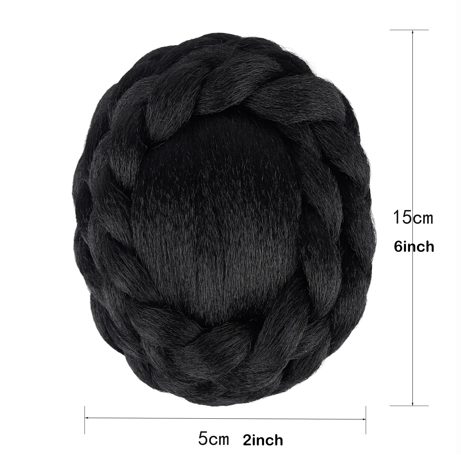 Chignon sintetico intrecciato con clip, accessorio per capelli da sposa, chignon finto vintage per acconciature a coda di cavallo da donna, ideale per Cheongsam - immagine 2