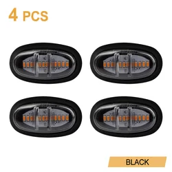 4Pcs Amber Smoked LED Front Grille and Fender Signal Lights, Car Accessories (4Pcs Yellow LED)