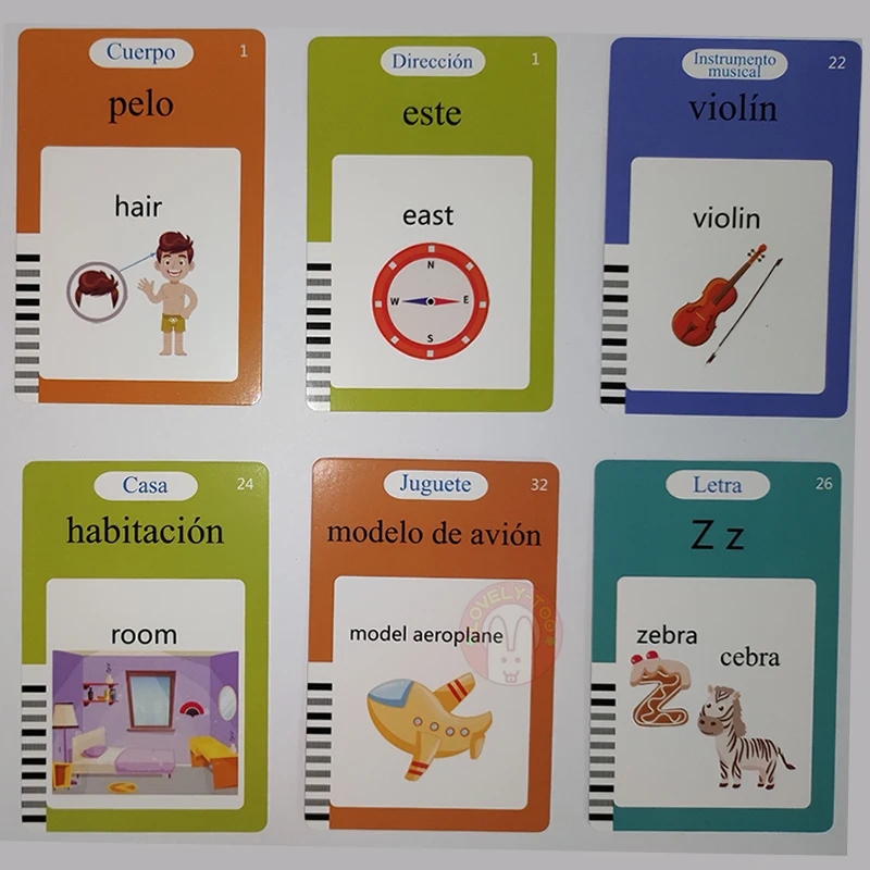 English Flash Card Russian Spanish French Sight Words Games ABC learning Language Kids Education Toys Montessori Reading Book 4