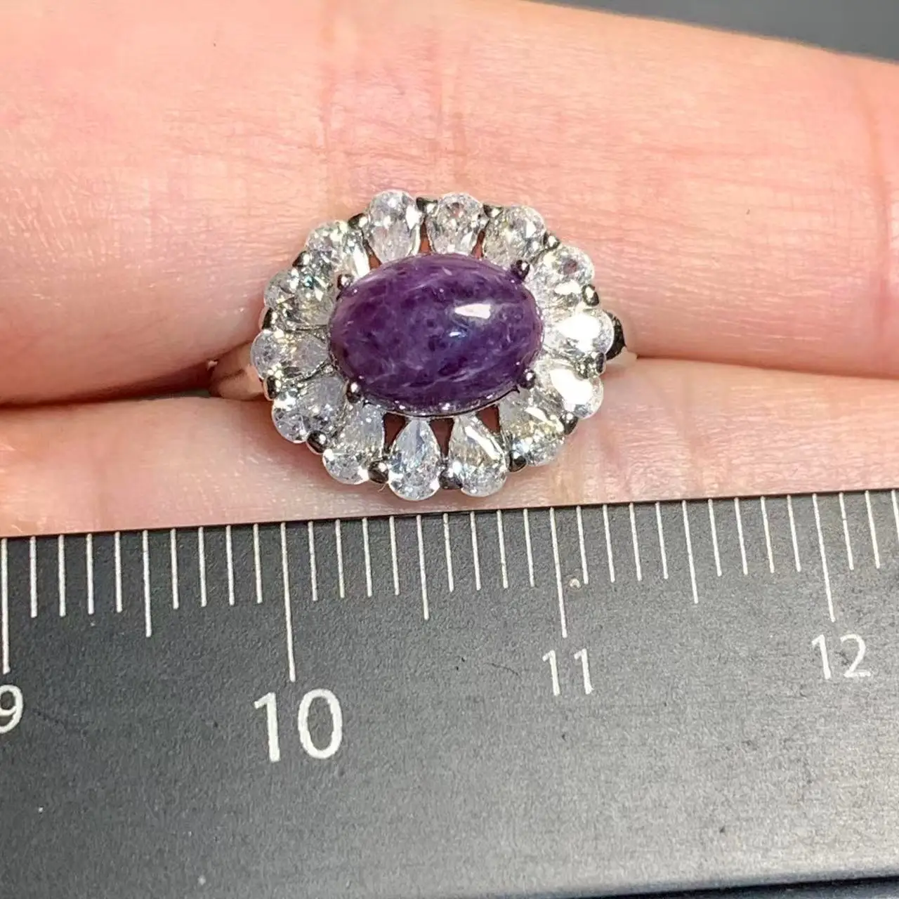 Vintage Natural Charoite Hoop Earrings Simple Classic Round Circle Gemstone Jewelry Handmade