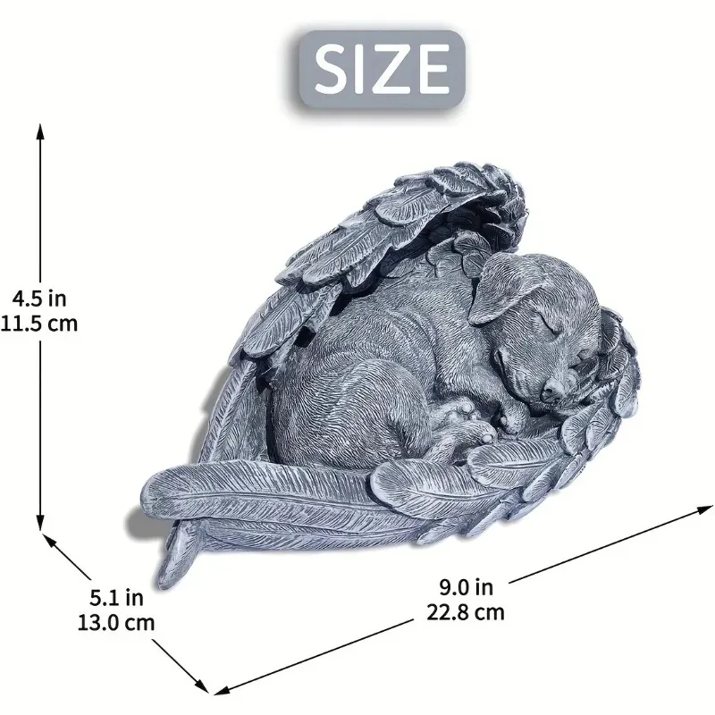 Pet Dog Cat Tombstone Personalized Memorial Stone Resin Statue Creative Angel Dog Cat Ornament Pet Tombstone Memorial Stone