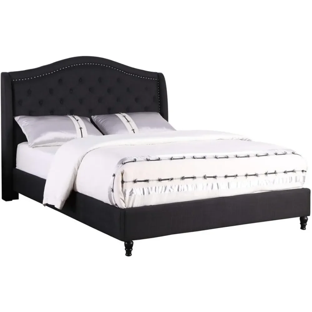 

King California Size Bed Frame, Upholstered Tufted Platform Bed Frame