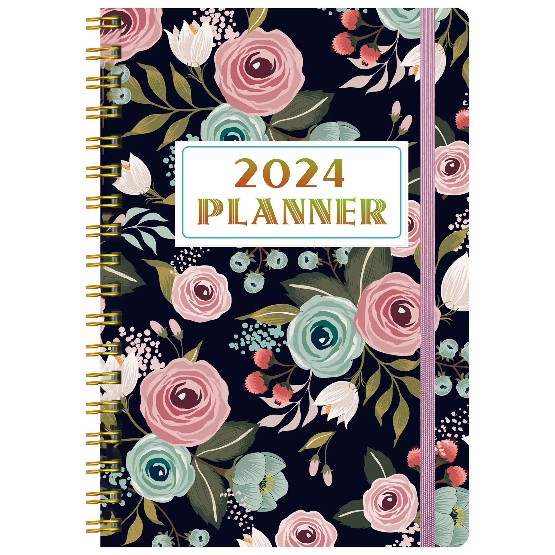 2024 월별 플래너, 달력-1 월-12 월 2024, 19.0cm X 13.0cm, 더블 와이어 바운드
