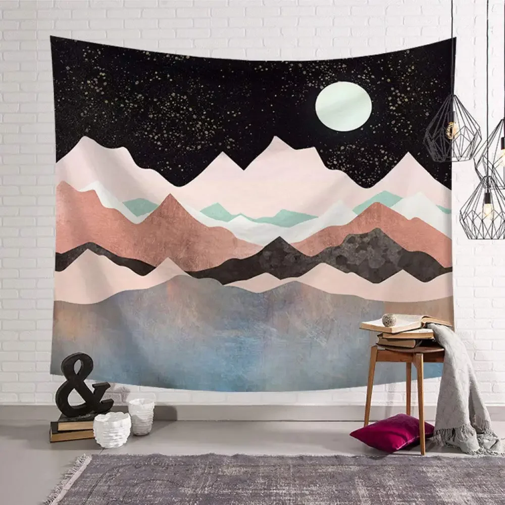 Mountain Tapestry Wall Hanging Forest Tree Sunset Tapestry Nature Landscape Tapestries Wall Hanging for Dorm Bedroom Home Decor