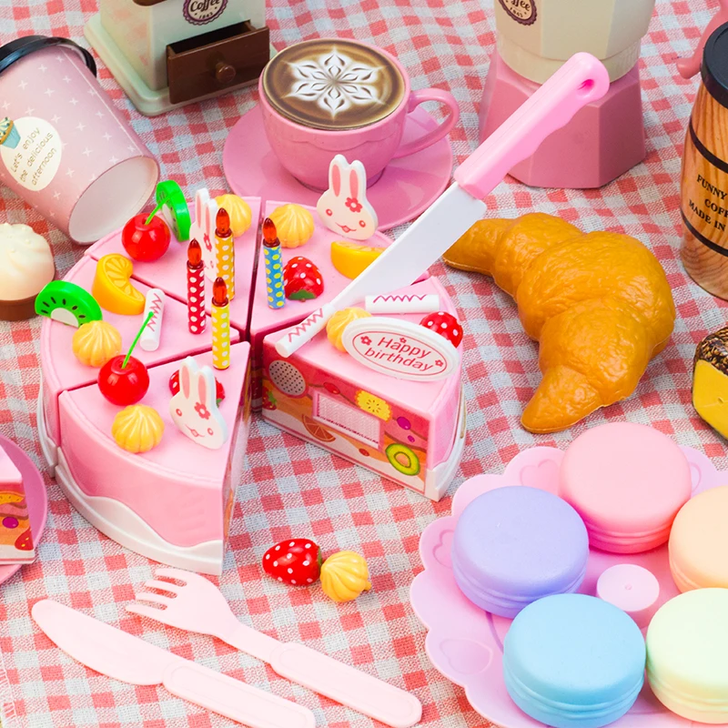 Children Pretend Food Kitchen Toys Tea Set Model For Play House Birthday Gifts