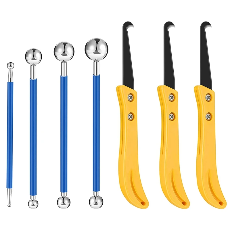 Hot Yo-7 Pcs Kit Di Attrezzi Per Calafataggio-4 Strumenti Per Calafataggio Per Piastrelle In Metallo E 3 Seghe Per Fughe, Strumento Per Giunti Per Pia