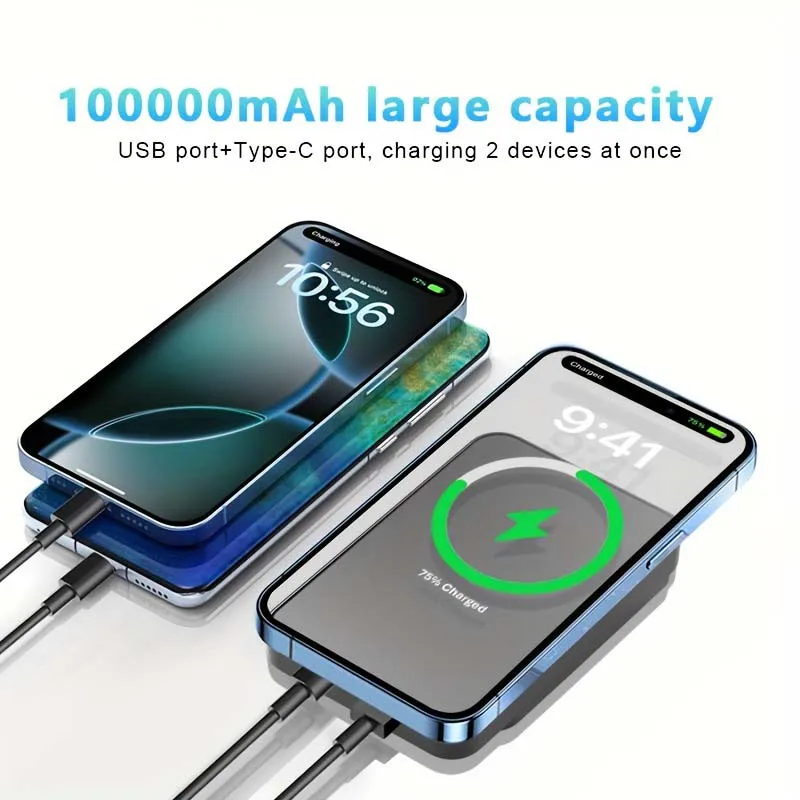 100000mAh Magnetic Powerbank Magnetic Power Bank Wireless Fast Charger For IPhone Backup Battery For Magsafe_voghion.com