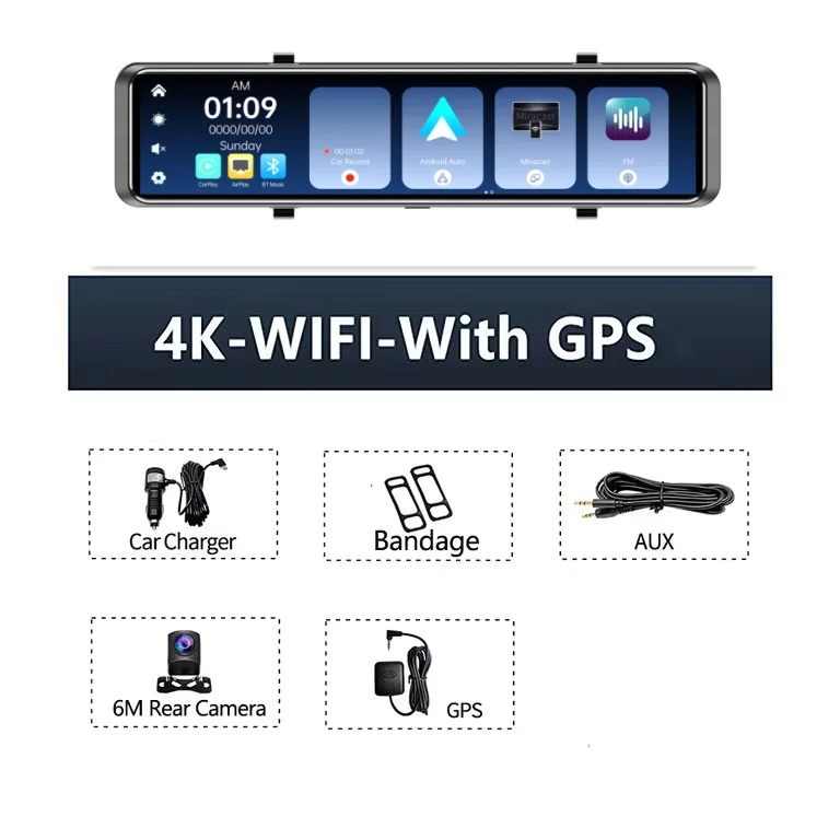 كاميرا لوحة القيادة مقاس 12 بوصة بدقة 4K (3840*216...