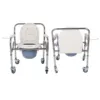 Mobile Potty Chair with Wheels Multifunctional Water Proof Non Slip Armrest Shower Wheelchair 5 Adjustable Heights for Bedside 2