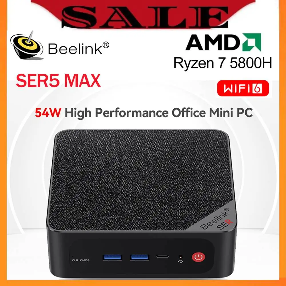 Beelink SER5 MAX 5800H Mini PC,AMD Ryzen 7,32GB DDR4 RAM 1TB NVMe M.2  SSD,Triple 4K 60Hz Display,1000Mbps Ethernet 