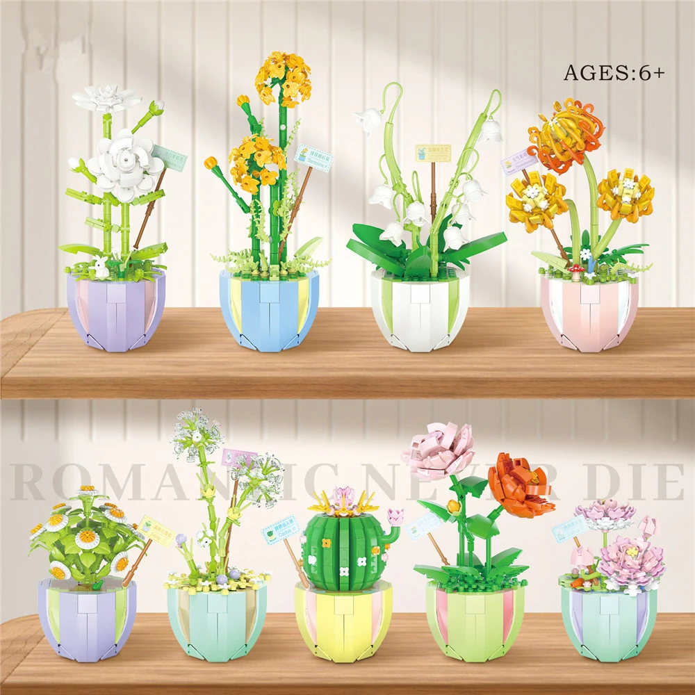 Flower Building Blocks Kdsi Toys Diy Particle Bricks Bouquet Plastic Model Daisy Assembly Toy Home Decoration Children Gift building blocks toys