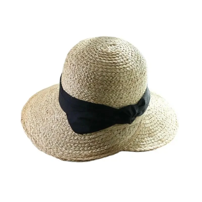

202310-2508840 CLASSICsummer handmade raffia grass bowknot Split brim lady sun cap women leisure holiday beach hat