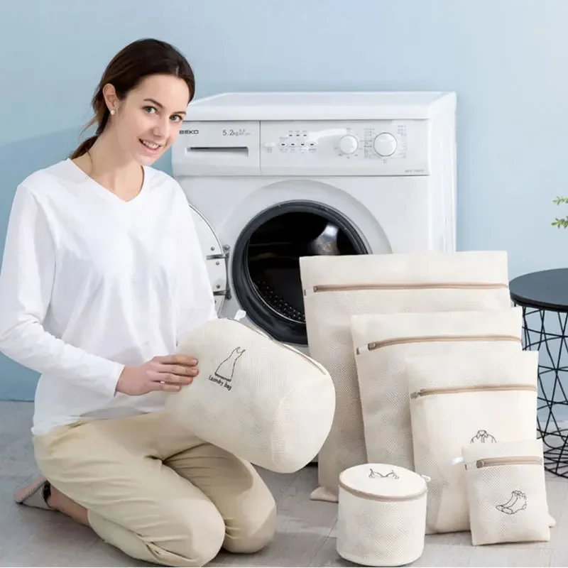 Washing Laundry Bag Mesh Organizer Net Dirty Bra Socks Underwear Shoe Storag Wash Machine Cover Clothes with Different Size