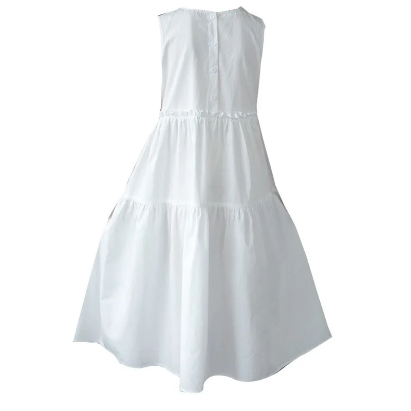 Big Girl Blue White Green Dress Long Kid Clothing Summer 2025 Tween Dresses 12-14-16 Girls 6 7 8 9 10 11 13 15 17 18 19 20 Years - Image 4