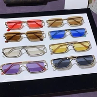 Lunettes de soleil demi-cerclées en métal de marque de luxe pour femmes, forme rectangulaire, sans monture, lunettes de soleil pour hommes, protection UV, style rétro punk Y2k, UV400 3