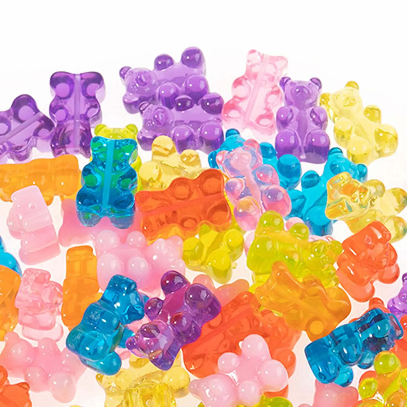 50 Pieces Gummy Bear Charms with Hole Flatback Resin for Children