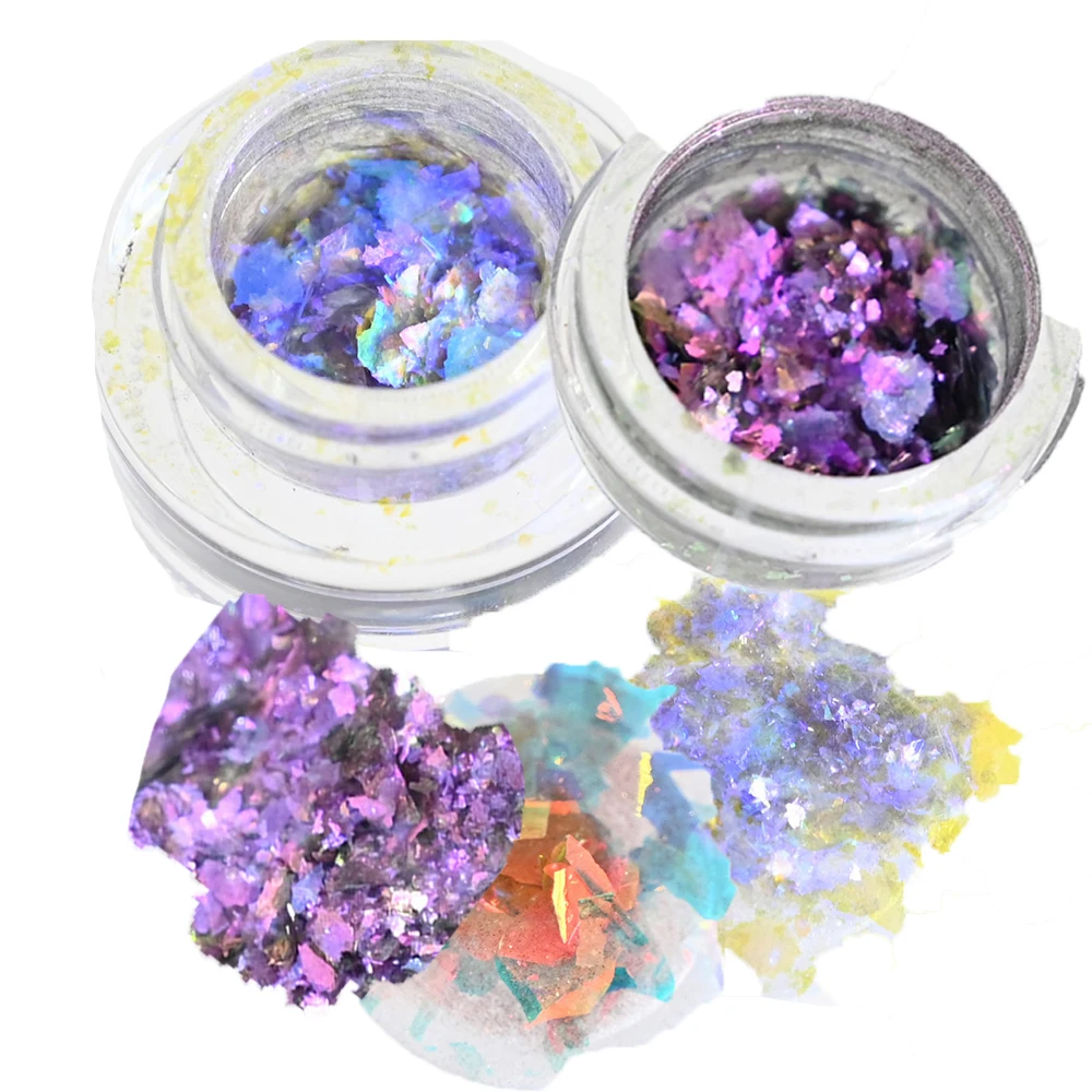 1 Scatola Crystal Fire Opal Star Aurora Nail Art Cloud Brocade Flakes Chrome Edelweis Glitter Powder Per Eyeshadow Opal Dust Manicure