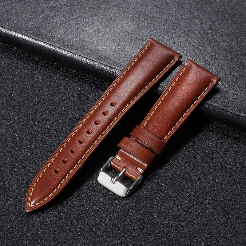 Timeless Brown Leather Watch Strap with Pin Buckle