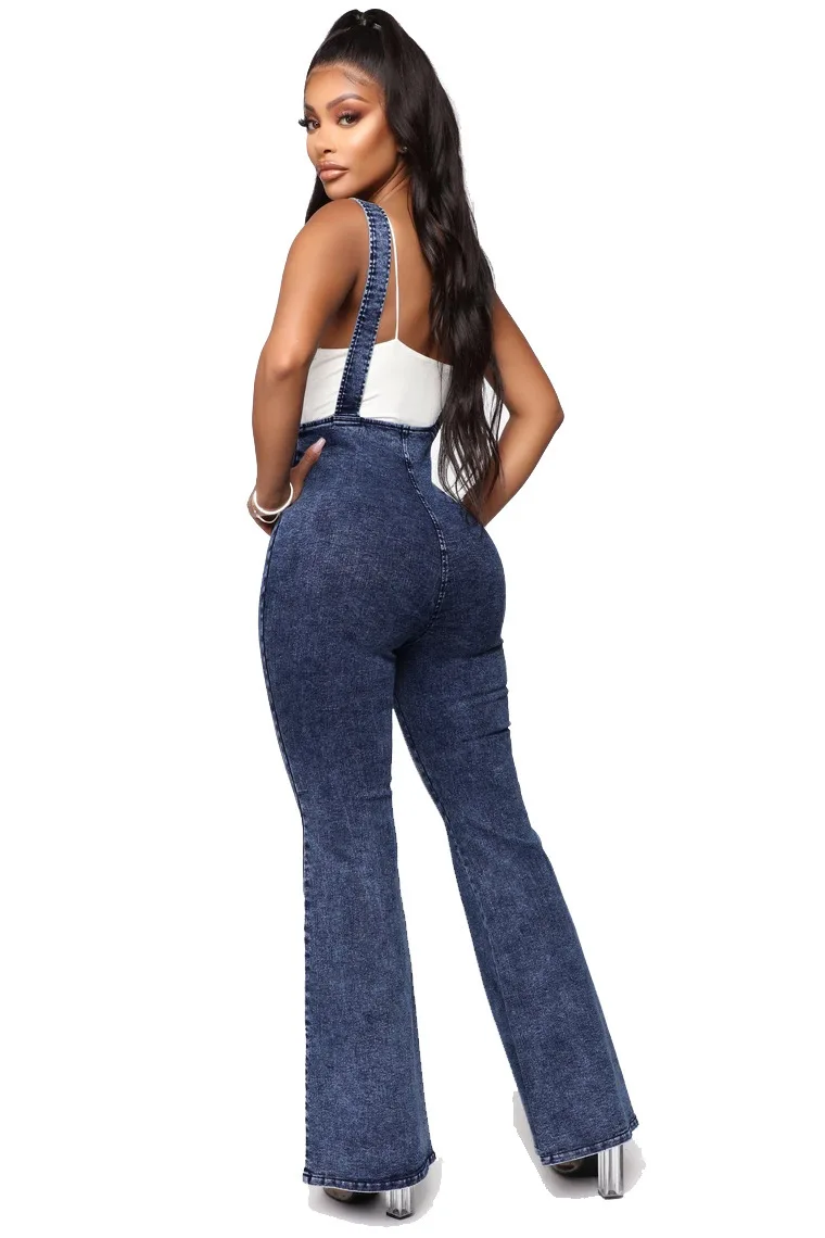 Women's Jeans High Waist Denim Street Spring and Autumn Clothing Jeans High Stretch Big Hip Lift Suspender Pants Free Shipping flare jeans