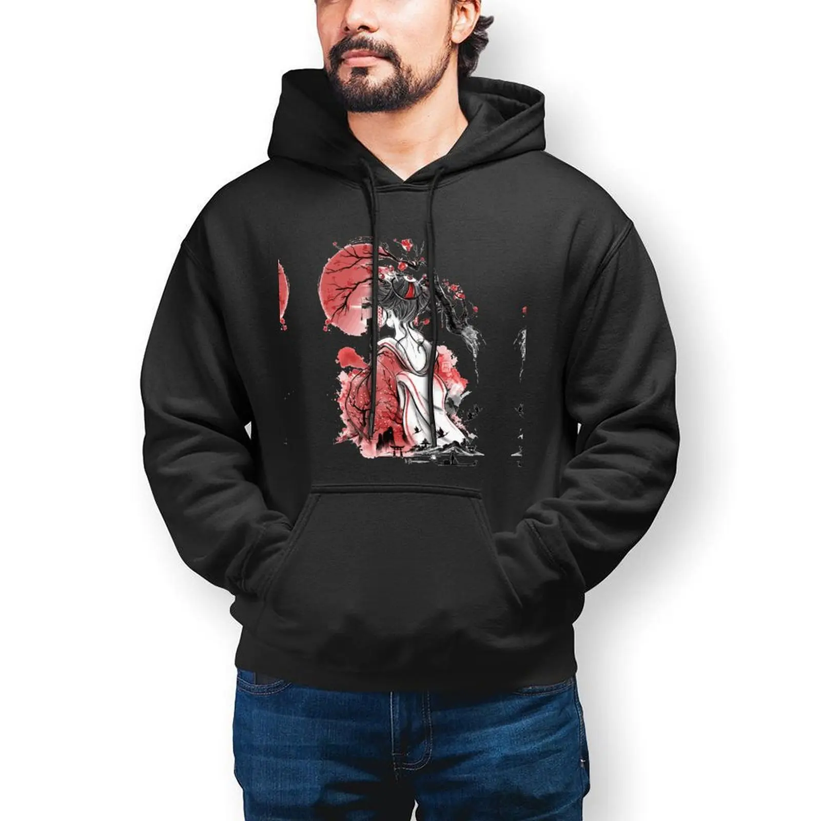 

Уличная одежда Geisha Dream, толстовки, Осенний симпатичный пуловер с японским ландшафтом Y2k, мужская Толстовка Оверсайз, дизайнерские хлопковые свитшоты