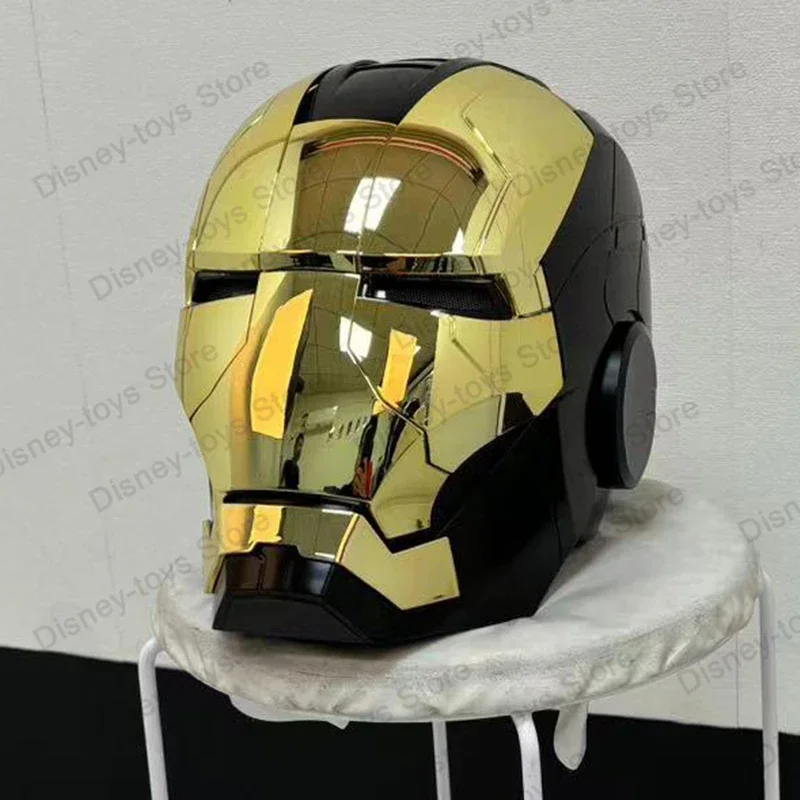 Figura de acción de Iron Man Tony con casco eléctrico de varias piezas, apertura y cierre, control por voz en inglés, 1:1, para llevar en el abdomen, juguetes, muñecos, regalos
