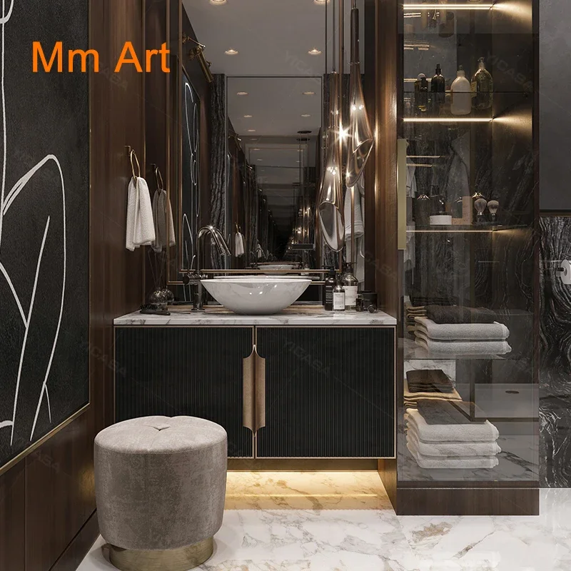 Classic style solid wood bathroom vanity mirror cabinet designs