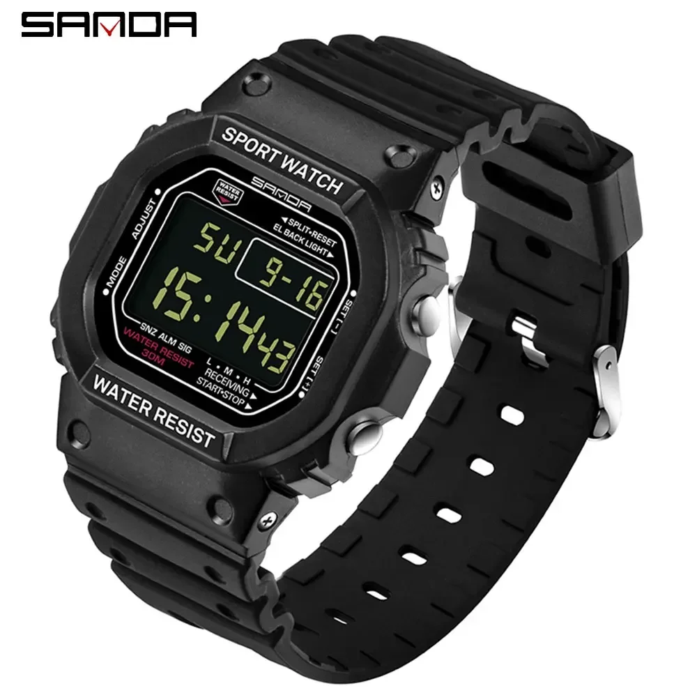 SANDA 329 Digital Watch for Men Women Shockproof Waterproof Sports Wristwatches Boy Girl Stopwatch Military Electronic Clock