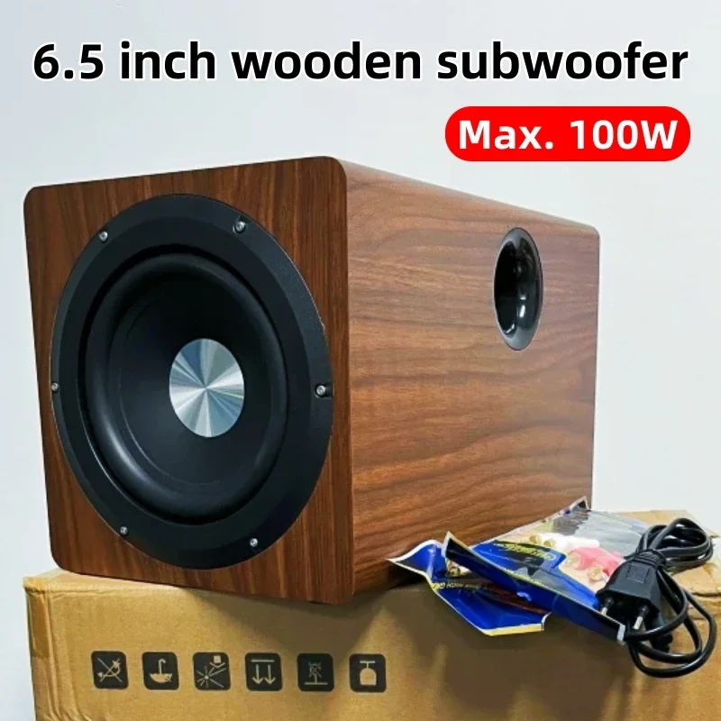 IBASS Home Theater 6.5-inch Active Subwoofer 100W High-power Super-Pure Bass Wooden Subwoofer Support Audio Input Sound System