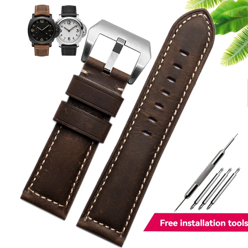 Premium Genuine Cowhide Nubuck Leather Strap Bracelet Watchband