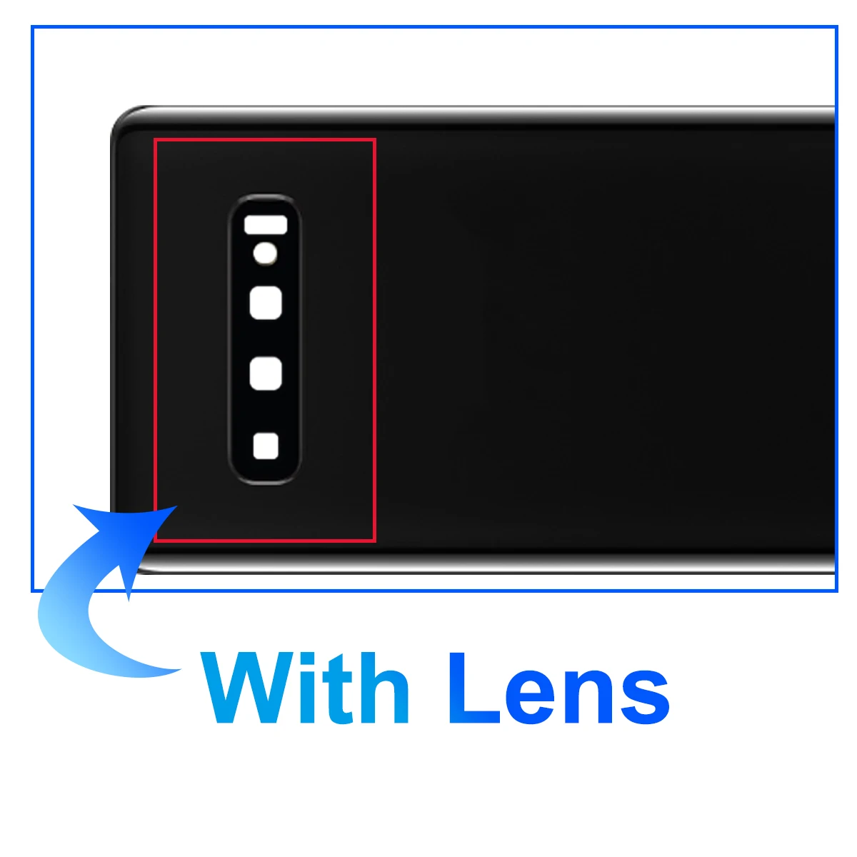 Enhanced Battery Glass Back Cover Housing with Camera Lens, Rear Door Case Panel Parts