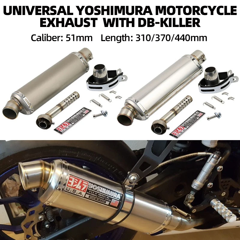 

51MM Universal yoshimura Motorcycle Exhaust Muffler Escape Pipe With DB-Killer For Yamaha Kawasaki ETC Moto Exhaust Modify parts