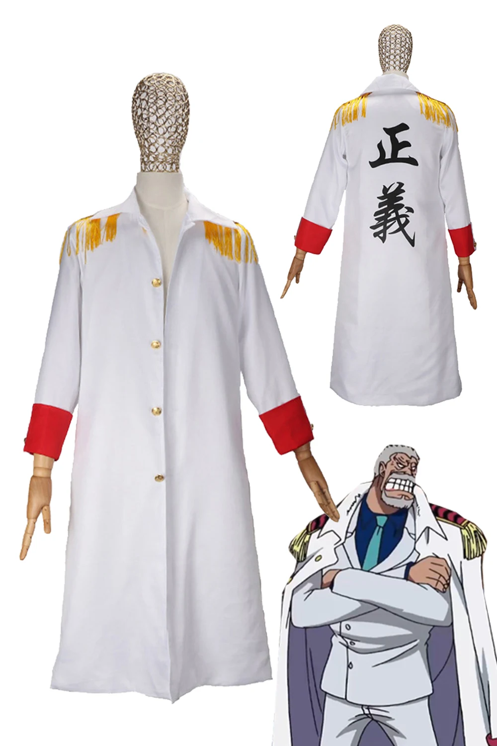

Monkey D Garp Cosplay Fantasy Cloak Cape Coat Anime One Cos Piece Costume Set Halloween Carnival Suit Disguise Male Men Adult