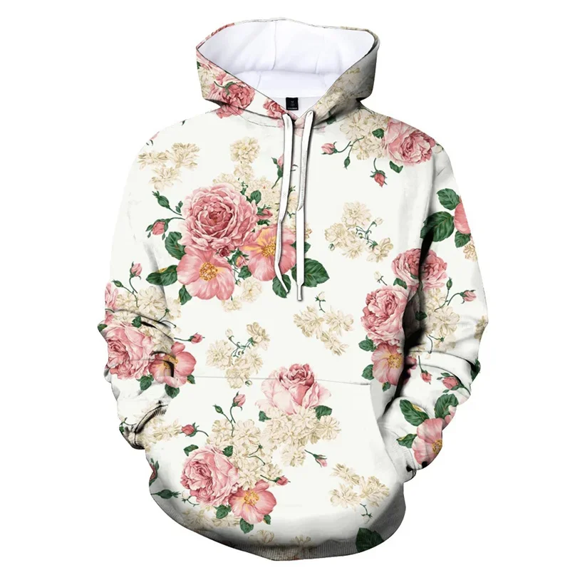 thumbnail image 1 of Sudadera con capucha con estampado de flores y plantas para hombre, sudadera con capucha con estampado 3D retro, sudadera de moda de gran tamaño, camisetas de calle, sudaderas con capucha de manga lar, 1 of 5
