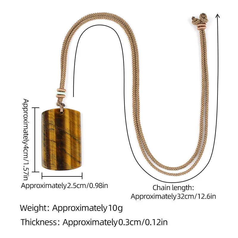 Natural Stone Jade Pendant No Trouble Rectangle Square Necklace for Peace and Safety Rectangular Charm Jewelry Accessory