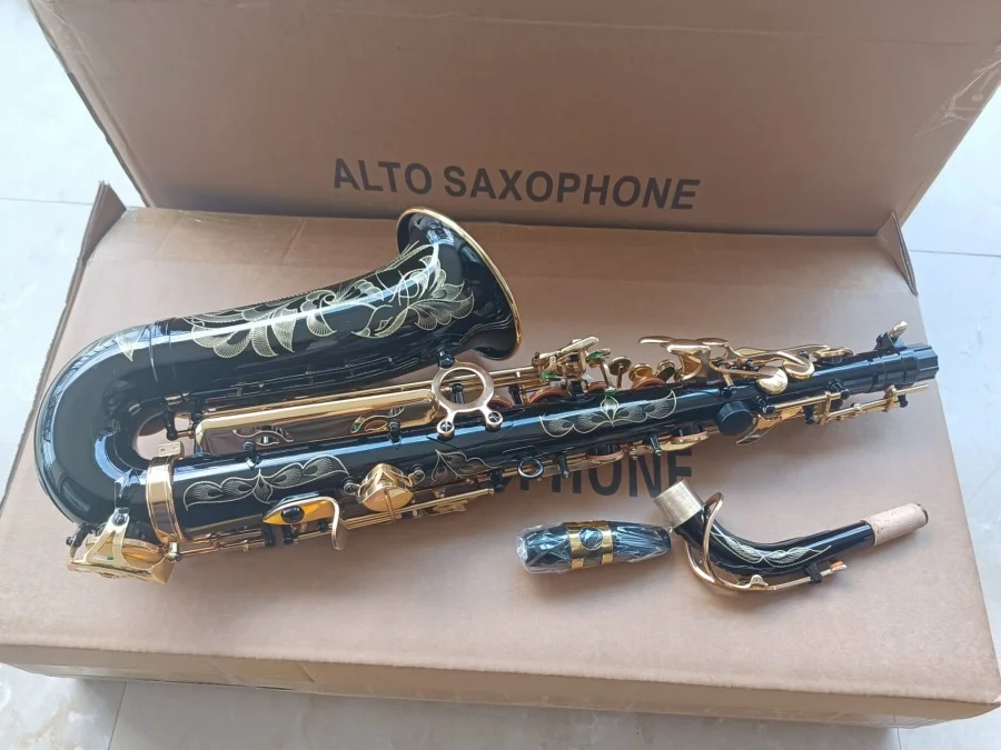 New Alto Saxophone Eb Black gold key E Flat Sax With Case Mouthpiece Professional musical instrument