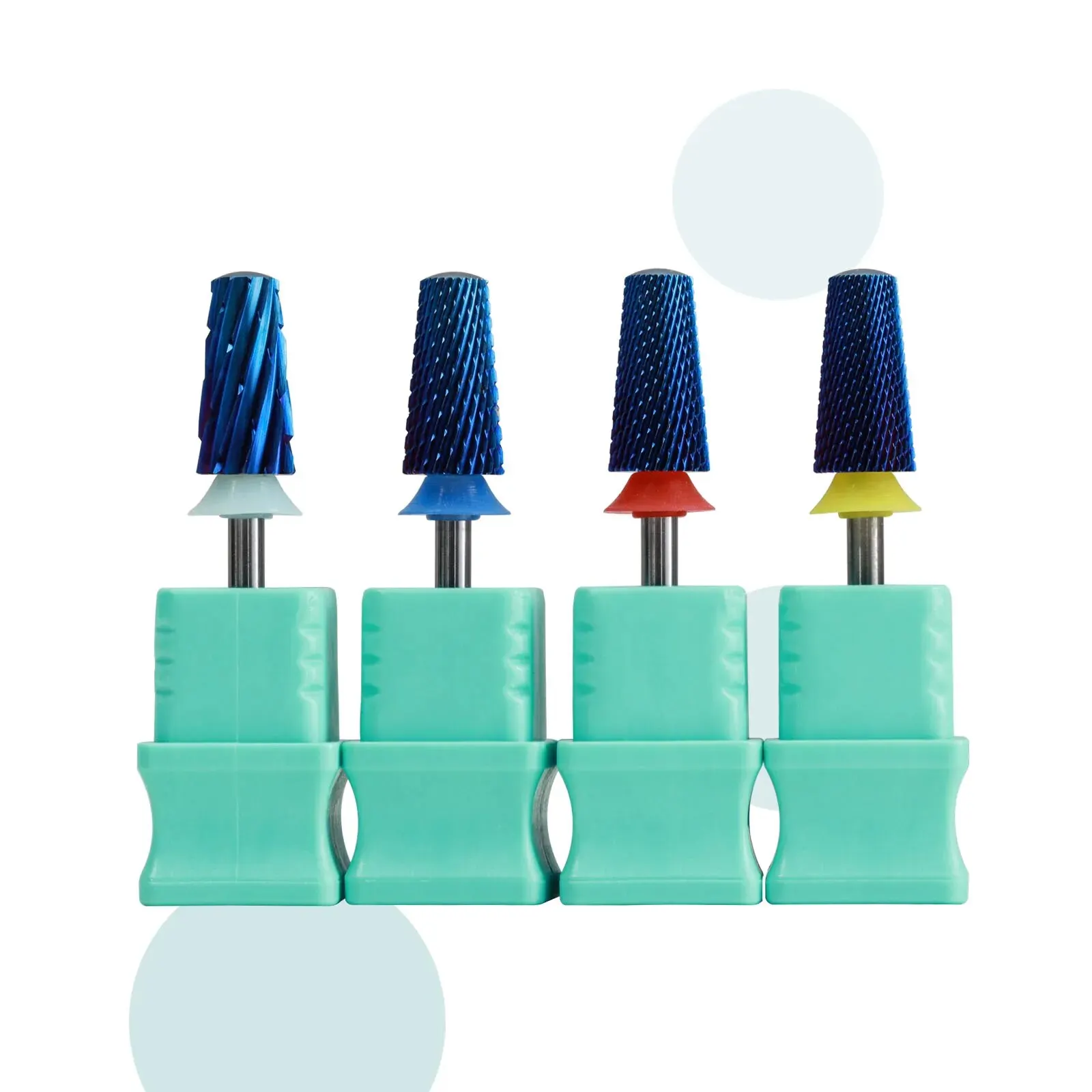 HYTOOS 블루 나노 안전 테이퍼 네일 드릴 비트, 네일 전기 드릴용 3/32 라운드 카바이드 드릴 비트, 아크릴 파일 제거