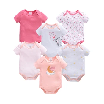 3 Pcs/set Baby Girls Rompers Unicorn Cute Print Girls Bodysuit Pink Summer Short Sleeve Jumpsuit 100% Cotton Soft Baby Clothes 1