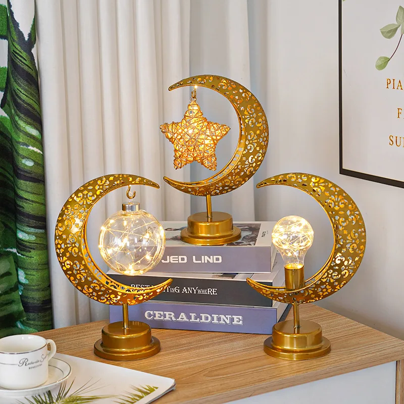 

Golden Ramadan Moon Led Light Decoration Home Metal Ramadan Lighting Eid Mubarak Decoration 2023 Eid Al Adha Gift
