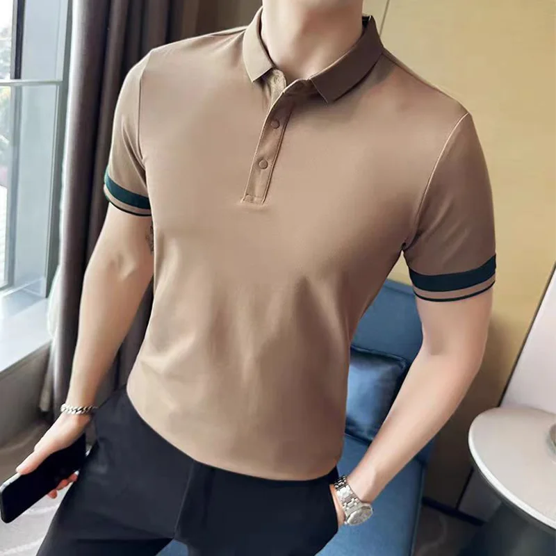 

2024 New Summer Simplicity Loose Casual Retro Korean Style Men's Shirt Handsome Knitting Button Lapels Short Sleeve Chic Tops