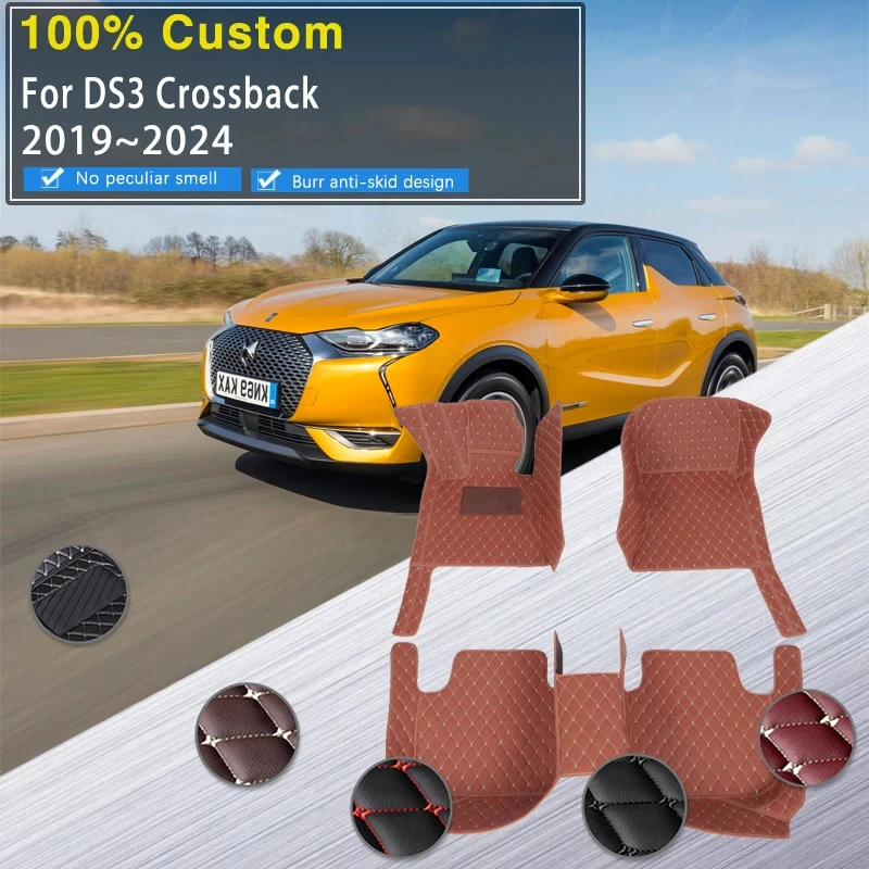 

Luxury Car Floor Mats For Citroen DS3 DS 3 Crossback MK2 2019~2024 Waterproof Carpets Matt Rugs tapetes Car Accessories Interior