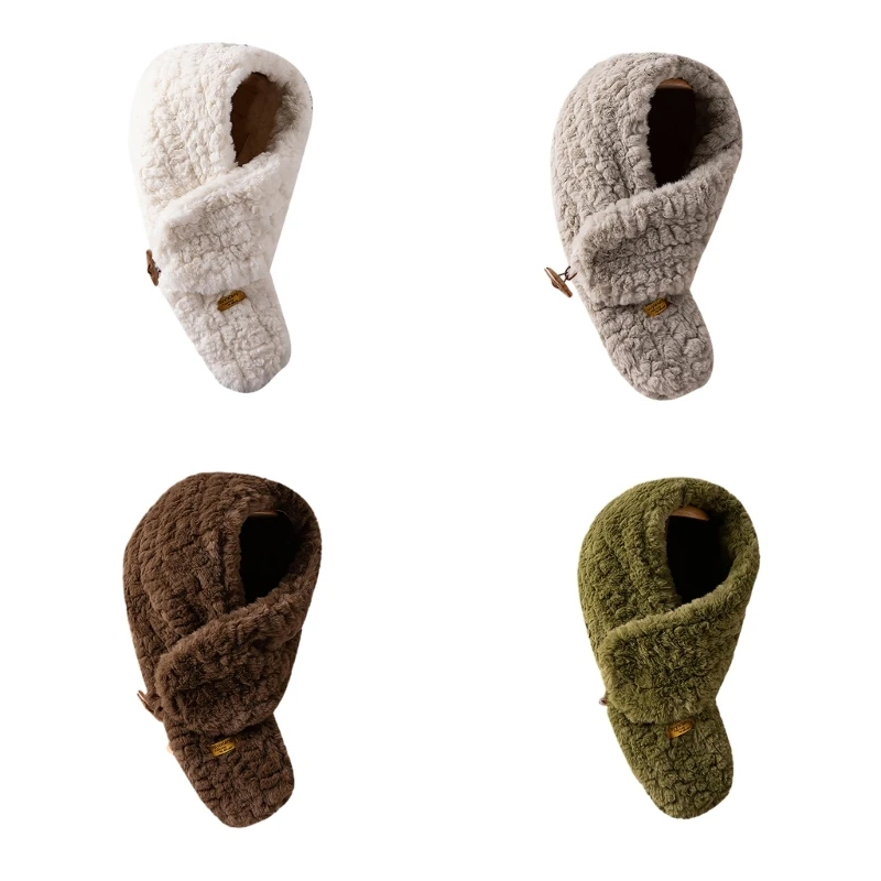 

2 in 1 Women Trapper Hat Hooded Hat Furry Neck Warmer Hooded Scarf for Outdoor