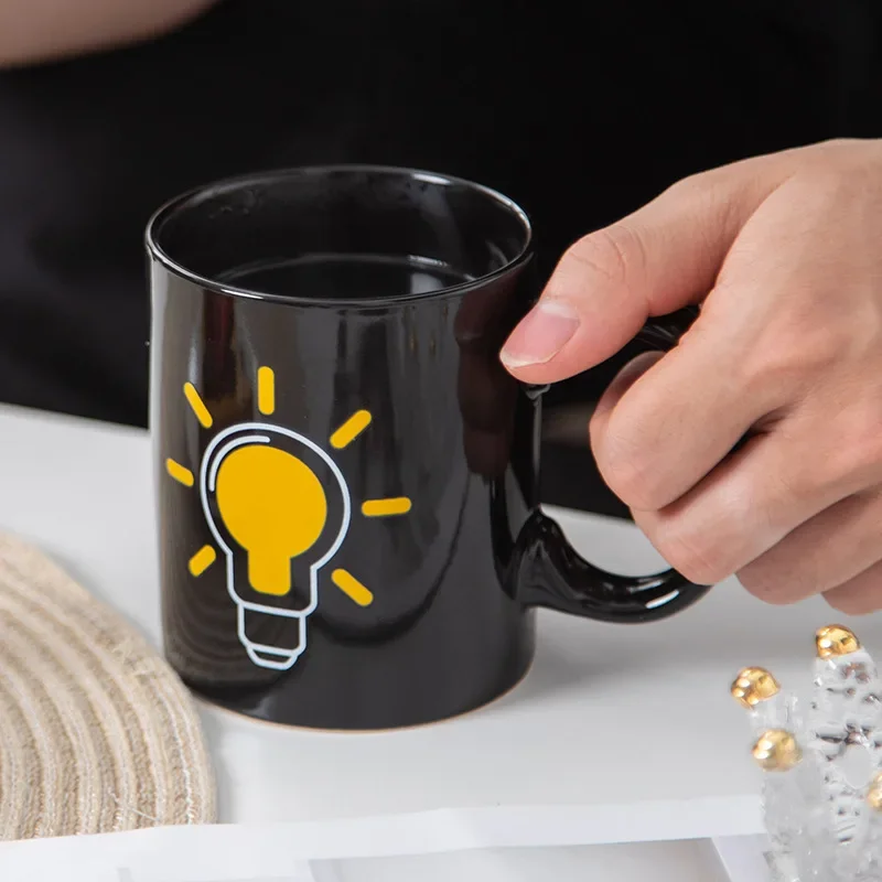 

Electric Bulb Discoloration Cup, Creative Color Changing Ceramic Coffee Cup, Magic Cup, Heating Color Changing Mug