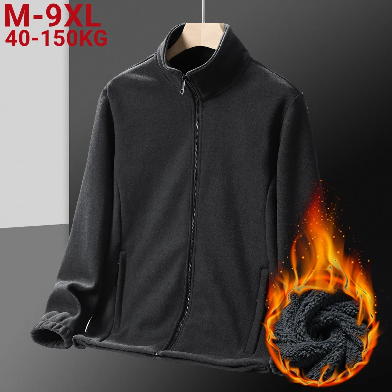 

New Classic Stand Collar Softshell Jacket Winter Men's Polar Fleece Jackets Casual Thicken Warm Coat Male Plus Size 7xl 8xl 9xl