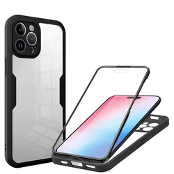 Premium 360° Full Body Protection Clear Double - Sided Shockproof Case - Redmi 10A (Black)