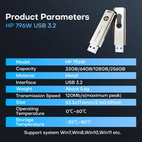 HP 32GB Flash Drive USB3.2 Disk 64GB 128GB 256GB High Speed External Storage Metal Pen Drive USB Sticks for PC Desktop 6