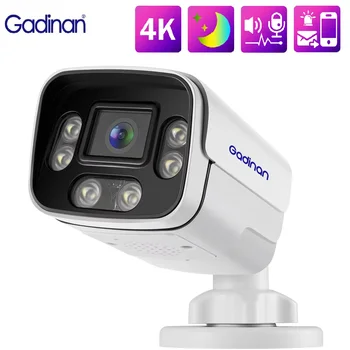 Gadinan Two-Way Audio Outdoor Surveillance Cameras 8MP 4K Metal Bullet Home Color Night Vision H.265 CCTV Smart Home IP Camera 1